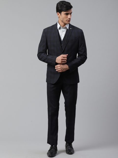 Blackberrys Men Black & Navy Blue Checked Slim Fit Blazer & Waistcoat With Trousers
Blackberrys Men Black & Navy Blue Checked Slim Fit Blazer & Waistcoat With Trousers