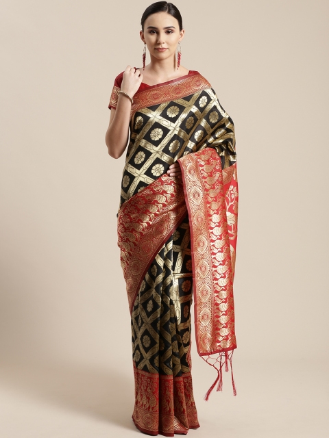 Saree mall Black & Golden Woven Design Banarasi Saree