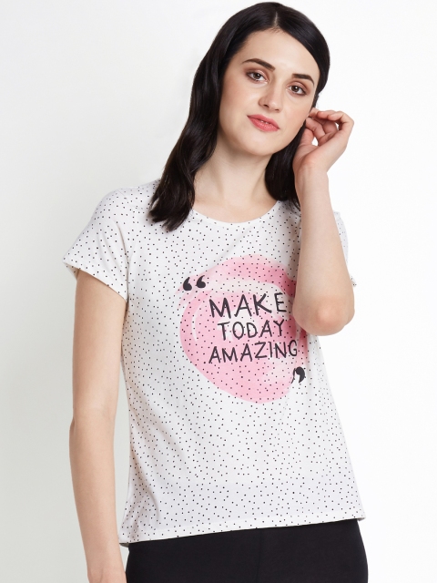 Dreamz by Pantaloons Women White and Navy Blue Printed Round Neck Lounge T-shirt
Dreamz by Pantaloons Women White and Navy Blue Printed Round Neck Lounge T-shirt