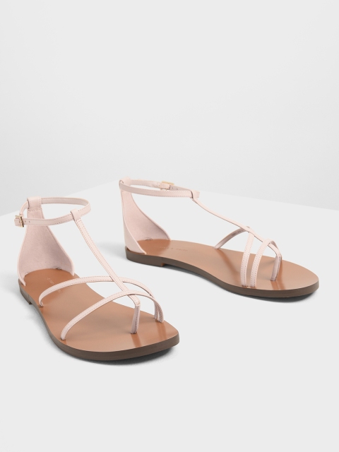 CHARLES & KEITH Women Pink Solid One Toe Flats