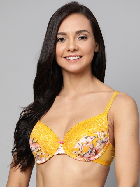 Marks & Spencer Mustard Yellow & Pink Printed Underwired Lightly Padded Everyday Bra
Marks & Spencer Mustard Yellow & Pink Printed Underwired Lightly Padded Everyday Bra