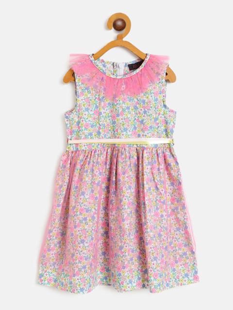 pspeaches Girls Pink & Blue Floral Print Net Fit & Flare Dress 
pspeaches Girls Pink & Blue Floral Print Net Fit & Flare Dress
