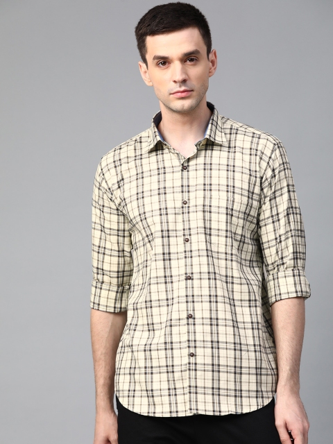 MANQ Men Off-White & Olive Green Giza Cotton Semi-Slim Fit Checked Smart Casual Shirt
MANQ Men Off-White & Olive Green Giza Cotton Semi-Slim Fit Checked Smart Casual Shirt