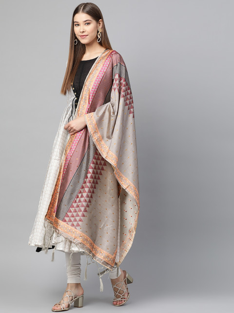 SUTRAM Grey & Maroon Digital Printed Dupatta 
SUTRAM Grey & Maroon Digital Printed Dupatta