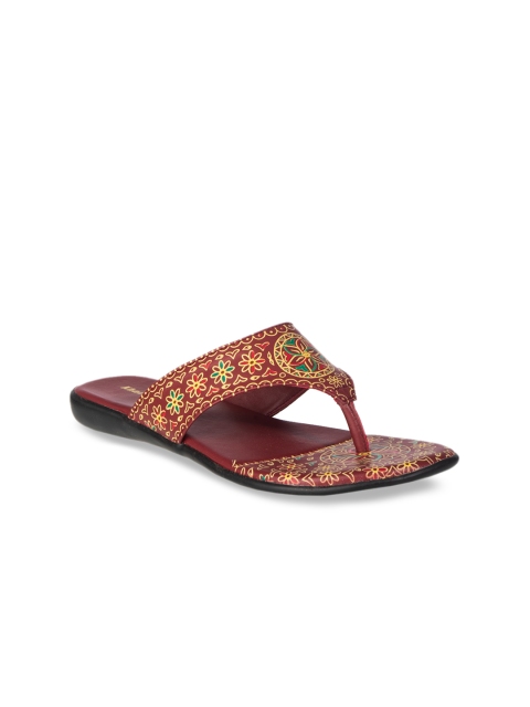 Khadims Women Red Embellished Open Toe Flats
