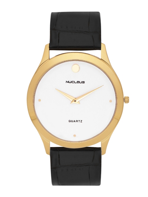 Nucleus Unisex Gold-Toned & White Analogue Watch NMKLGWBKi