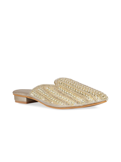 Rocia Women Gold-Toned Embellished Mules