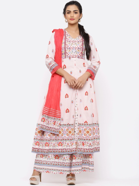 Juniper Women Pink & Peach-Coloured Floral Cambric Printed Anarkali Kurta With Dupatta
Juniper Women Pink & Peach-Coloured Floral Cambric Printed Anarkali Kurta With Dupatta