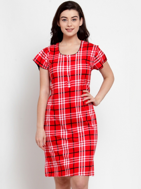 Secret Wish Red & White Checked Sleep Shirt