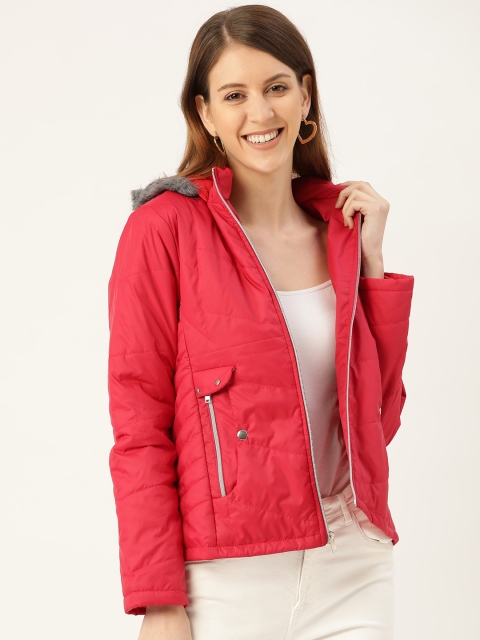 DressBerry Women Red Solid Parka Jacket