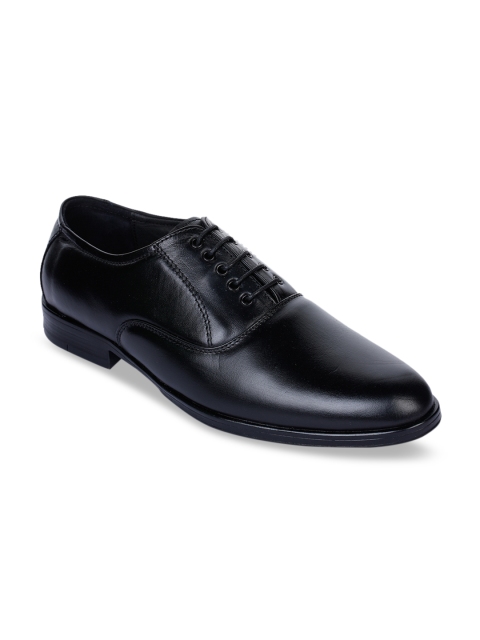 Bruno Manetti Men Black Solid Leather Formal Oxfords