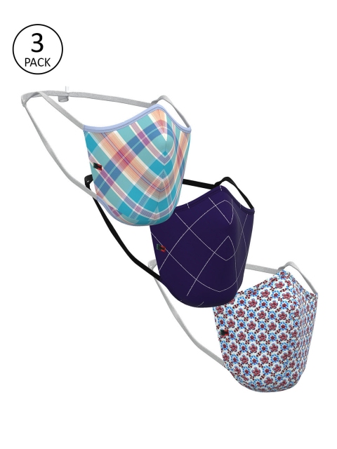 Peter England Men Assorted 3 Pcs 3-Ply Fabric Outdoor Masks