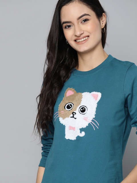 Mast & Harbour Women Teal Blue & White Relaxed Fit Pure Cotton Self Design Sweatshirt
Mast & Harbour Women Teal Blue & White Relaxed Fit Pure Cotton Self Design Sweatshirt