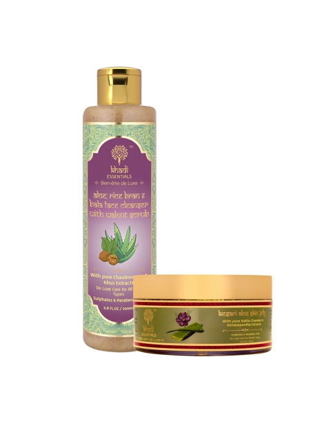 KHADI ESSENTIALS Pack of 2 Aloevera Walnut Scrub and Saffron Aloe Gel with Green Apple
KHADI ESSENTIALS Pack of 2 Aloevera Walnut Scrub and Saffron Aloe Gel with Green Apple