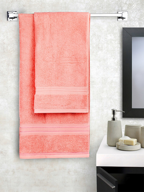 Trident Unisex Set Of 2 Peach Solid Antimicrobial 550 GSM Couple Bath Towel Set
Trident Unisex Set Of 2 Peach Solid Antimicrobial 550 GSM Couple Bath Towel Set
