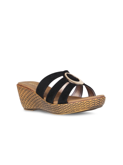 Rocia Women Black Solid Wedge Heels