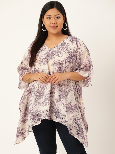 Revolution Plus Size Women Cream-Coloured Purple Paisley Printed Asymmetrical Kaftan Top
Revolution Plus Size Women Cream-Coloured Purple Paisley Printed Asymmetrical Kaftan Top