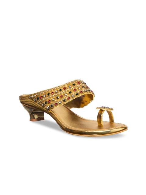 Khadims Women Gold-Toned Embellished Heels