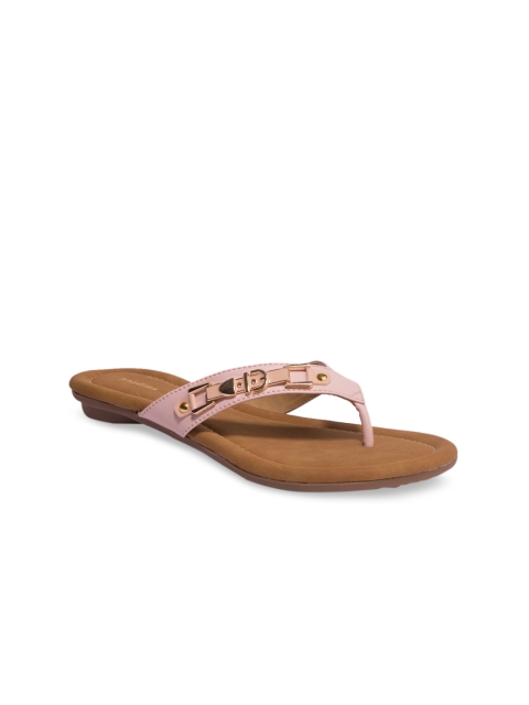 Khadims Women Pink Open Toe Flats with Embellishments