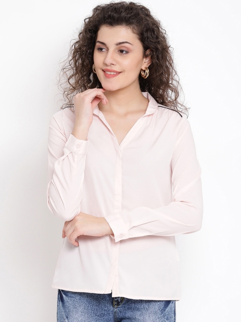 Oxolloxo Women Pink Solid Casual Shirt
