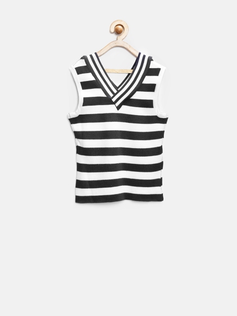 Tiny Girl White & Black Striped Top