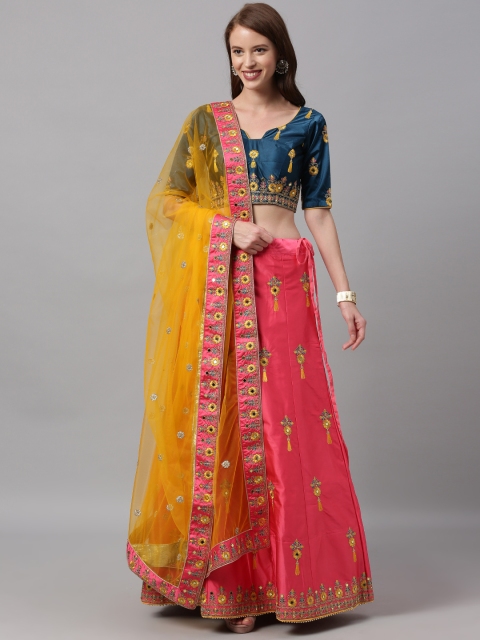 panchhi Pink & Blue Embroidered Semi-Stitched Lehenga & Unstitched Blouse with Dupatta
panchhi Pink & Blue Embroidered Semi-Stitched Lehenga & Unstitched Blouse with Dupatta