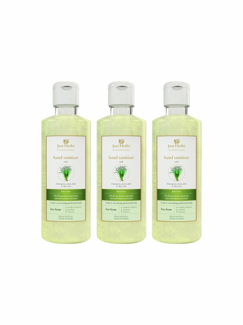 Just Herbs Unisex Set of 3 Lemongrass Neem Tulsi & Aloe Vera Hand Sanitiser Gel, Green
Just Herbs Unisex Set of 3 Lemongrass Neem Tulsi & Aloe Vera Hand Sanitiser Gel, Green