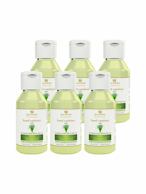 Just Herbs Unisex Set of 6 Lemongrass Neem Tulsi & Aloe Vera Hand Sanitiser Liquid, Green
Just Herbs Unisex Set of 6 Lemongrass Neem Tulsi & Aloe Vera Hand Sanitiser Liquid, Green