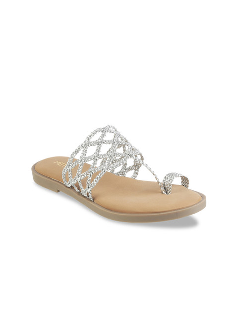 Metro Women Silver-Toned Solid One Toe Flats 
Metro Women Silver-Toned Solid One Toe Flats