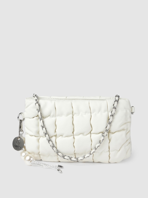 RHHENSO White Solid Vegan Quilted Clutch