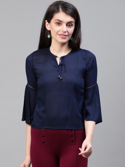 Cayman Women Navy Blue Solid Top