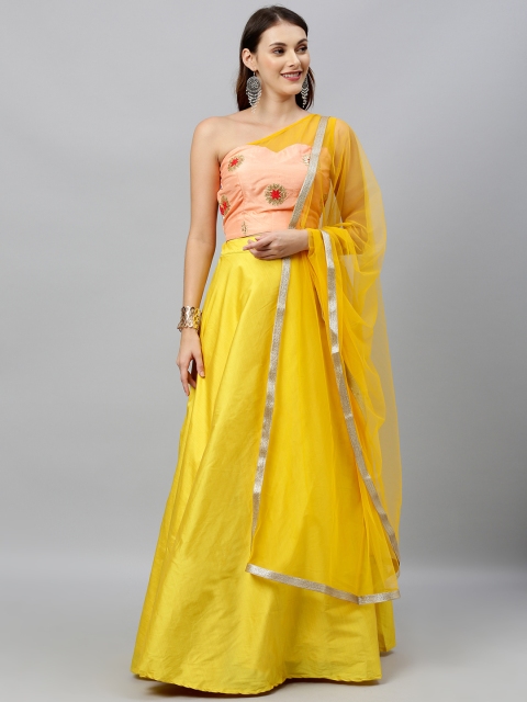 EthnoVogue Peach-Coloured & Yellow Embroidered Made to Measure Lehenga & Blouse with Dupatta
EthnoVogue Peach-Coloured & Yellow Embroidered Made to Measure Lehenga & Blouse with Dupatta