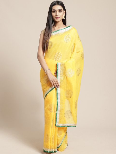 SHAVYA Yellow & Golden Printed Saree