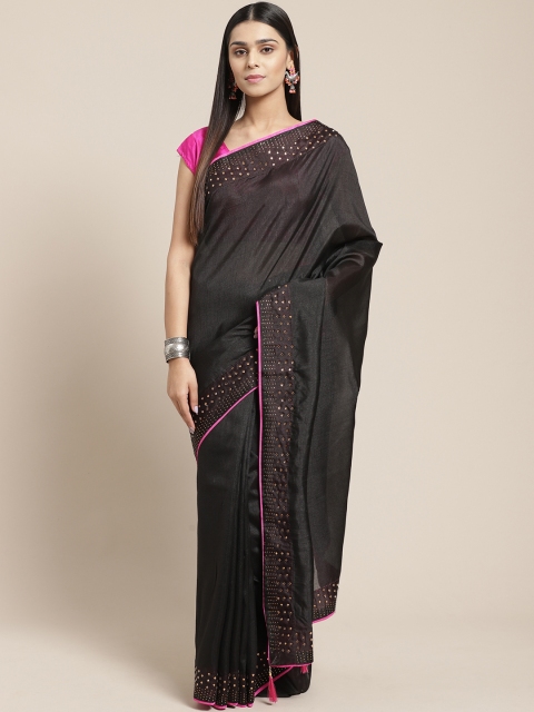 SHAVYA Black Solid Celebrity Saree