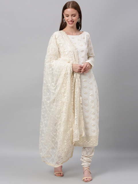 Bollywood Vogue Women Off-White Embroidered Made To Measure Kurta with Churidar & Dupatta
Bollywood Vogue Women Off-White Embroidered Made To Measure Kurta with Churidar & Dupatta