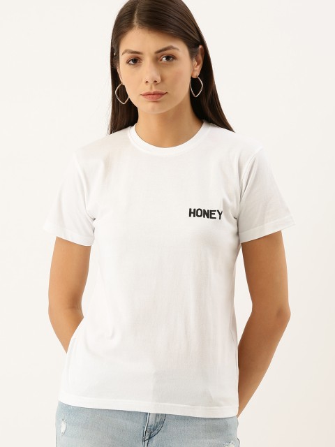 DILLINGER Women White Solid Round Neck Regular Fit Pure Cotton T-shirt with Printed Detail
DILLINGER Women White Solid Round Neck Regular Fit Pure Cotton T-shirt with Printed Detail