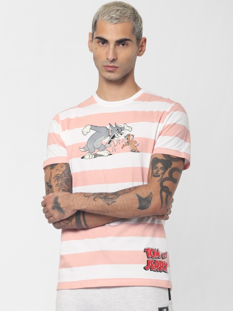 Jack Jones Men Pink White Slim Fit Striped Round Neck Pure Cotton T-shirt With Tom Jerry Print
Jack Jones Men Pink White Slim Fit Striped Round Neck Pure Cotton T-shirt With Tom Jerry Print