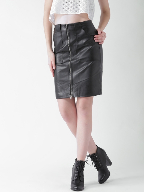 FOREVER 21 Black Front Zipper Skirt