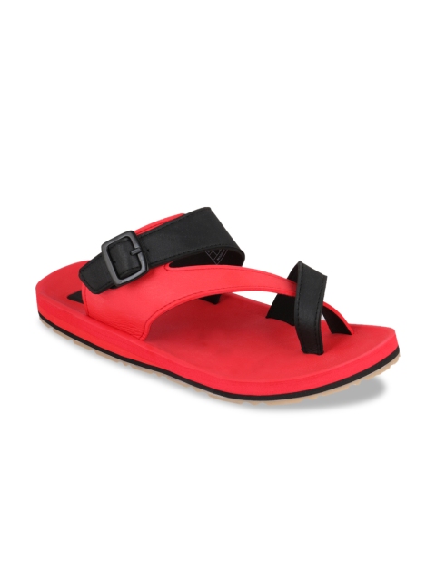 Adda Men Red & Black Colourblocked Slip-On Flip Flops