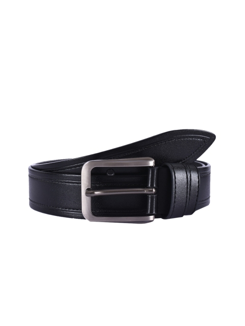 BuckleUp Men Black Solid Leather Belt