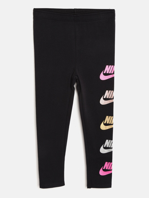 Nike Girls Black Futura Shine Brand Logo Print Tights 
Nike Girls Black Futura Shine Brand Logo Print Tights