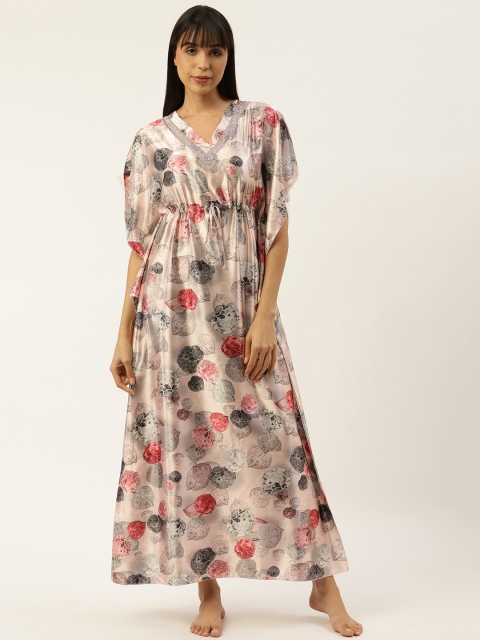 Sweet Dreams Women Peach-Coloured & Black Satin Finish Floral Print Kaftan Maxi Nightdress
Sweet Dreams Women Peach-Coloured & Black Satin Finish Floral Print Kaftan Maxi Nightdress