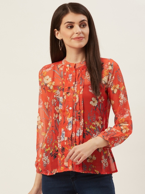 Prakrti Women Orange & Yellow Sheer Pintucks Detail Regular Fit Floral Print Casual Shirt
Prakrti Women Orange & Yellow Sheer Pintucks Detail Regular Fit Floral Print Casual Shirt