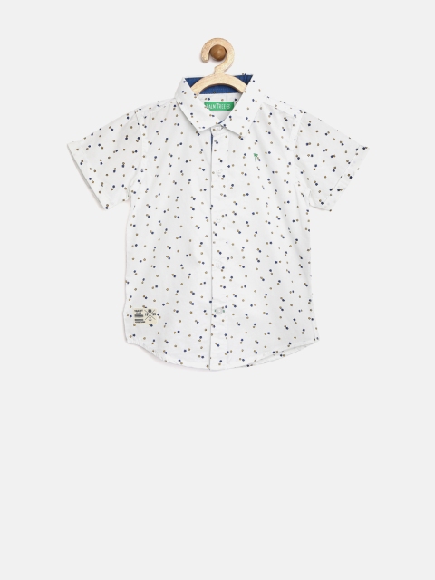 Palm Tree by Gini & Jony Boys White Star Print Slim Shirt