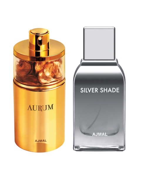 Ajmal Unisex Set of 2 Aurum EDP 75ML & Silver Shade EDP 100ML Perfume Scent for skin, Gold
Ajmal Unisex Set of 2 Aurum EDP 75ML & Silver Shade EDP 100ML Perfume Scent for skin, Gold