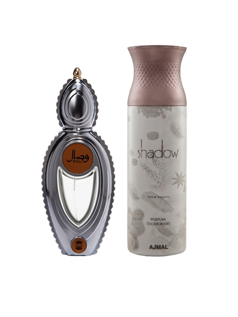 Ajmal Unisex Set Of 2 Wisal EDP Perfume Scent for Skin 50ML & Shadow Homme Deodorant 200ML, Gold
Ajmal Unisex Set Of 2 Wisal EDP Perfume Scent for Skin 50ML & Shadow Homme Deodorant 200ML, Gold