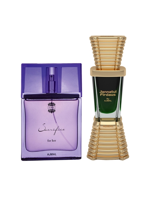 Ajmal Set of Sacrifice For HER EDP Floral Perfume & Jannatul Firdaus Oriental Perfume, Purple
Ajmal Set of Sacrifice For HER EDP Floral Perfume & Jannatul Firdaus Oriental Perfume, Purple