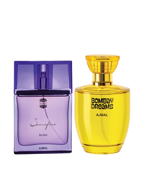 Ajmal Unisex Set Of 2 Sacrifice for HER EDP 50ml & Bombay Dreams EDP 100ml Perfume, Purple
Ajmal Unisex Set Of 2 Sacrifice for HER EDP 50ml & Bombay Dreams EDP 100ml Perfume, Purple