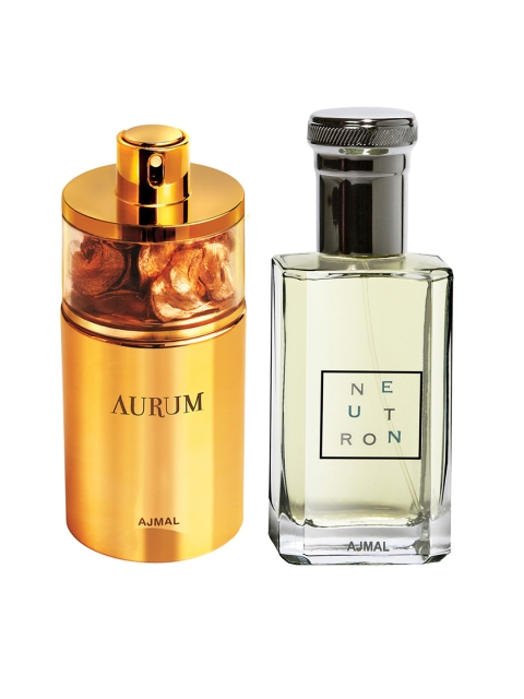 Ajmal Unisex Set of 2 Aurum EDP 75ML & Neutron EDP 100ML Perfume Scent for Skin, Gold
Ajmal Unisex Set of 2 Aurum EDP 75ML & Neutron EDP 100ML Perfume Scent for Skin, Gold