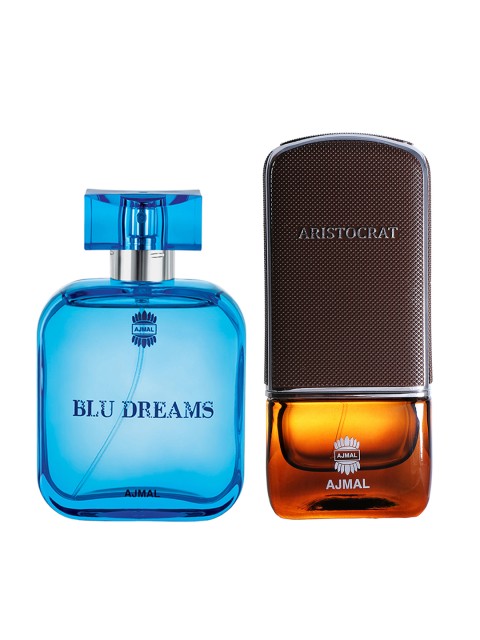 Ajmal Men Set of 2 Blu Dreams EDP 100ML & Aristocrat EDP Perfume Scent for Skin 75ML, Brown
Ajmal Men Set of 2 Blu Dreams EDP 100ML & Aristocrat EDP Perfume Scent for Skin 75ML, Brown